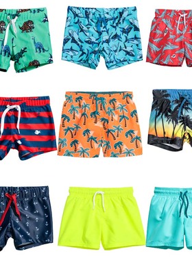 3折起HM 上海专柜正品童装 男童宝宝蓝色抽绳式松紧腰泳裤 22款