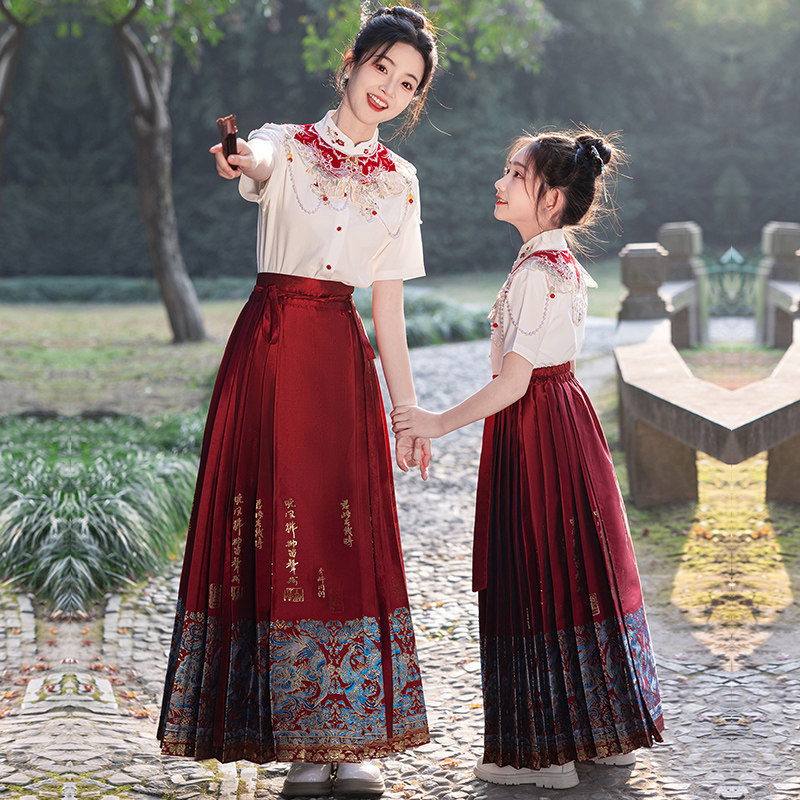 马面裙女童套装春夏装2026新款儿童新中式国风汉服母女亲子装演出