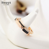 叠戴钻石戒指女时尚 个性 小众设计钛钢18k玫瑰金食指环ins潮不掉色