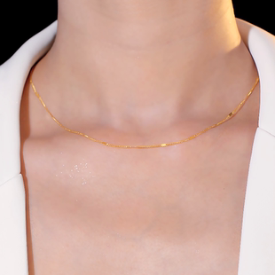 简约单链素链18K金项链女款锁骨链小众设计感高级轻奢百搭不掉色