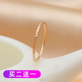 冷淡风素圈细戒指女小众设计高级感不掉色钛钢18k玫瑰金尾戒小指