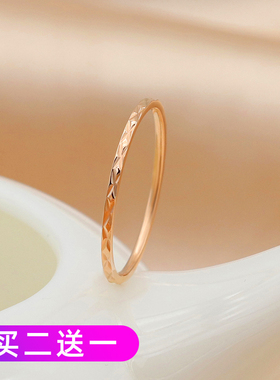 冷淡风素圈细戒指女小众设计高级感不掉色钛钢18k玫瑰金尾戒小指