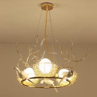 餐厅吊灯 现代简约鸟巢客厅灯led创意三头个性吧台卧室灯北欧灯具