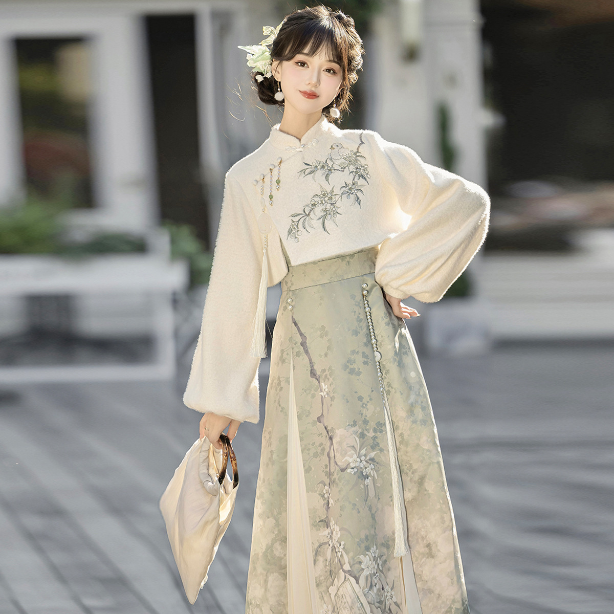 原创设计梨香引汉服女中国风改良汉元素上衣吊带裙套装