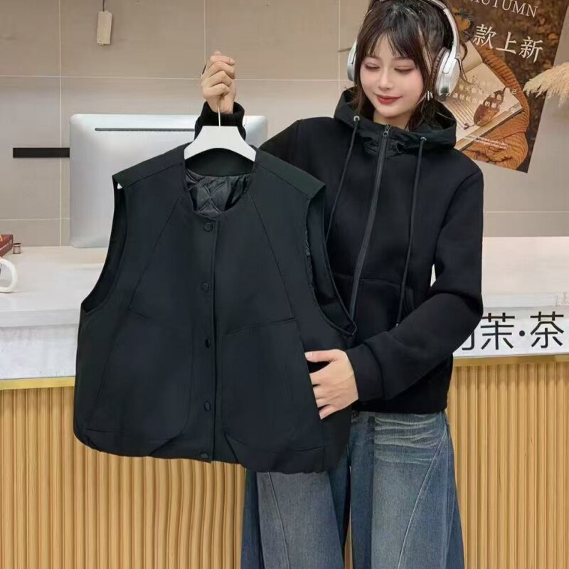 秋冬新款加厚保暖连帽派克服马甲