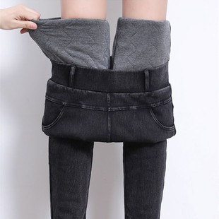 羊毛夹棉保暖裤 羊羔绒牛仔棉裤 冬季 2025年新款 外穿 女高腰加长爆款