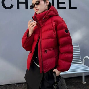 剪刀连帽羽绒服女2026秋冬新款鸭绒加厚保暖防风上衣外套女装上衣