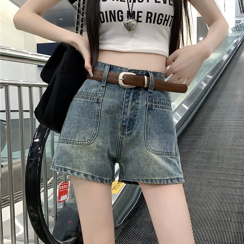 2026高腰显瘦A字牛仔短裤女