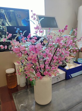 成品果冻渐变色粉色10支杜鹃花手工串珠花假花摆件亚克力材质