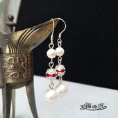 新年喜庆贝壳珍珠素雅气质长款 古装 宫廷日常汉服新娘耳环耳夹饰品