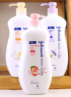 香港版强生美肌沐浴露蜜桃水嫩1L薰衣草悠然舒缓滋润花香持久留香