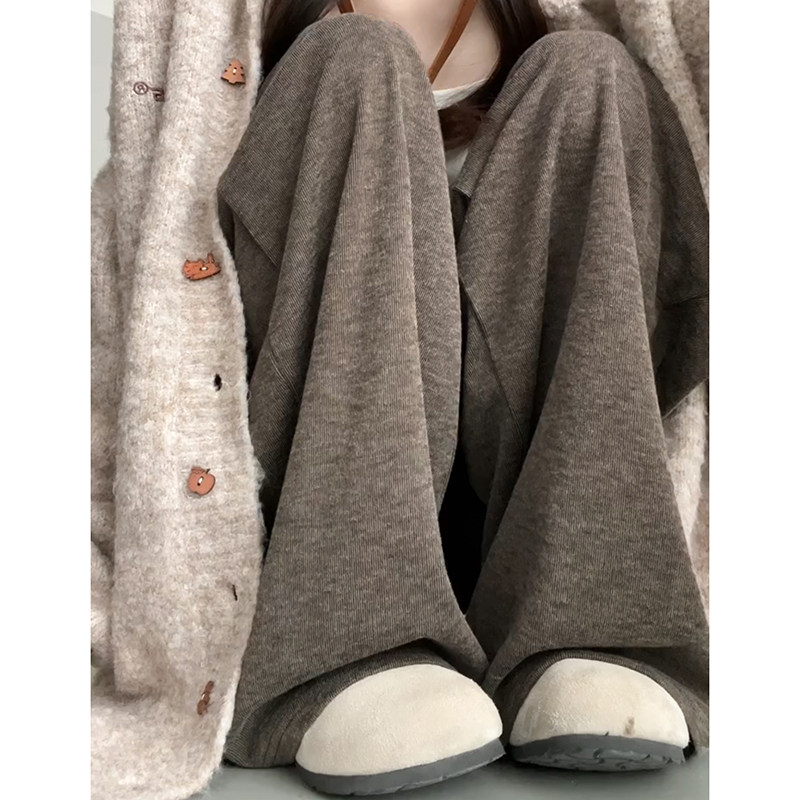 咖色糯米裤女秋季2025新款美拉德宽松休闲裤小个子慵懒直筒阔腿裤