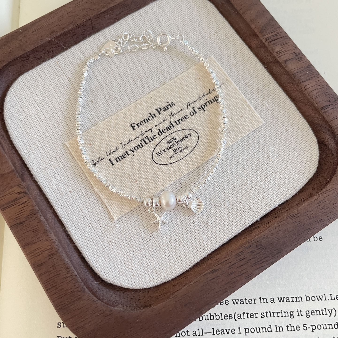 S999足银碎银子手链星星贝壳手环韩版甜美轻奢小众简约手串精致潮