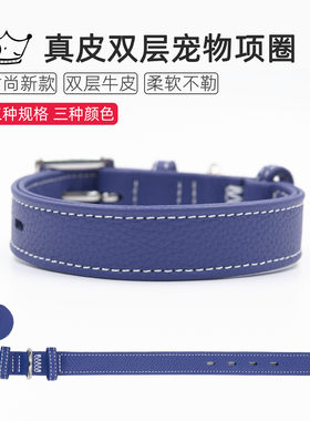 荔枝纹真皮双层狗狗项圈