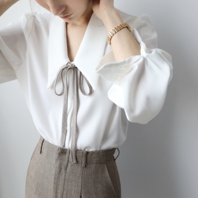 长袖白色衬衫春秋款设计感小众