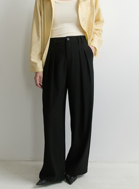 XINER 西装裤女职业高腰垂感阔腿裤2024年秋季新款休闲显瘦直筒裤