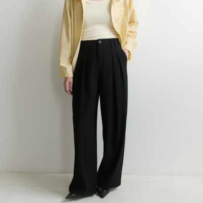 显瘦高腰职业阔腿裤垂感