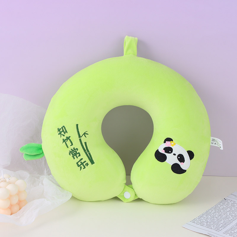 熙美诚品U型枕熊猫记忆棉U型枕竹子旅行颈椎枕头靠枕办公室午睡