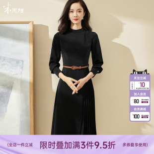 中长款 黑色裙子2309 新款 米思阳知性轻熟连衣裙小众不规则2026春季