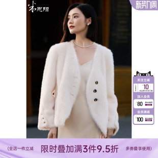 米思阳2025冬季 轻奢水貂毛环保皮草外套毛茸茸皮毛一体大衣女 新款