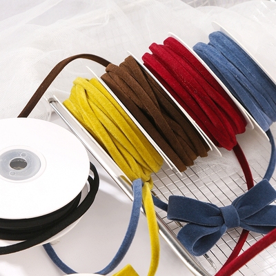 双面绒丝带花束包装礼品烘焙辅料发夹发圈DIY手工蝴蝶结植绒织带