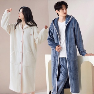 加长加厚浴袍女冬季男女成人情侣可穿式浴巾非纯全棉吸水睡袍睡衣