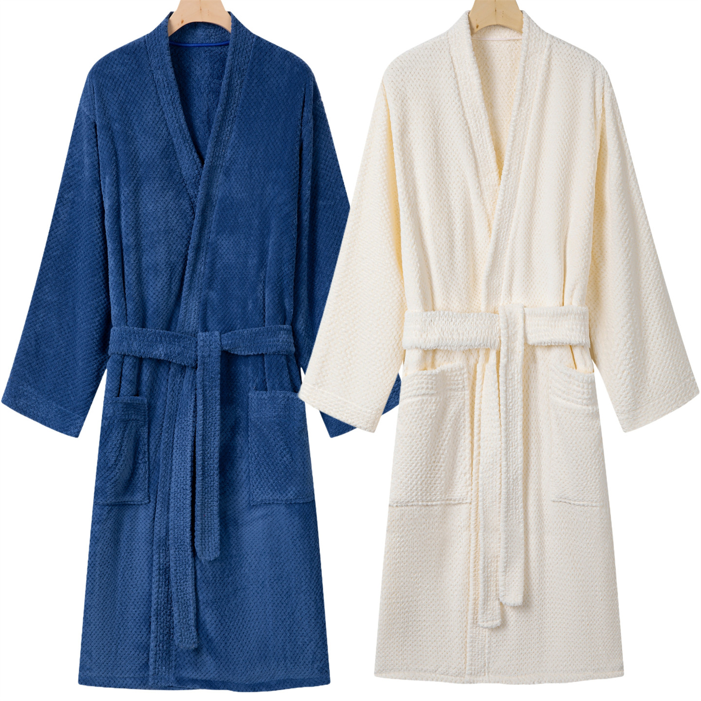 抗菌浴袍睡袍男女同款长袖厚睡衣