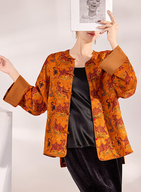 2025秋季新款新中式盘扣外套女设计感高端人丝宽松上衣 M7060