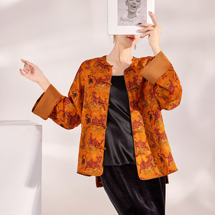 盘扣外套女设计感高端人丝宽松上衣 新中式 M7060 新款 2025秋季