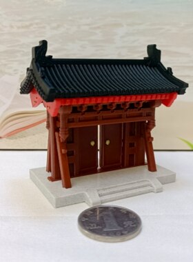 中式垂花门微缩模型可开门古建牌楼迷你门亭摆件盆景桌面造景装饰