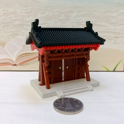 中式垂花门微缩模型可开门古建牌楼迷你门亭摆件盆景桌面造景装饰