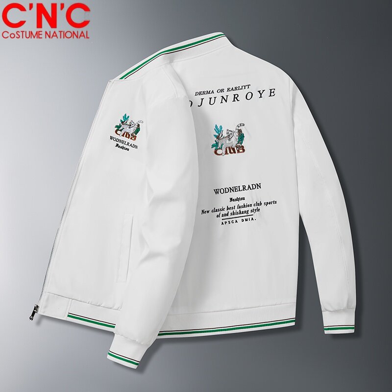 CNC潮男夹克休闲立领外套刺绣欧洲站棒球服高档轻奢防风衣潮牌男
