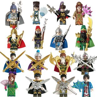 三国演义积木人仔关羽张飞赵云吕布英雄拼装男孩益智玩具