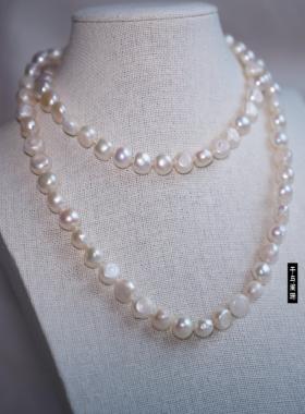 千与阑珊新品天然11-12MM巴洛克无核珍珠项链多层大气新年送礼