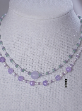【莫奈花园】天然水晶紫玉髓晶珍珠项链