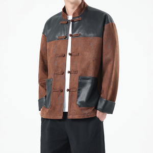 秋季风男装夹克新中式复古唐装汉服麂皮绒外套A118-A8831P120图片