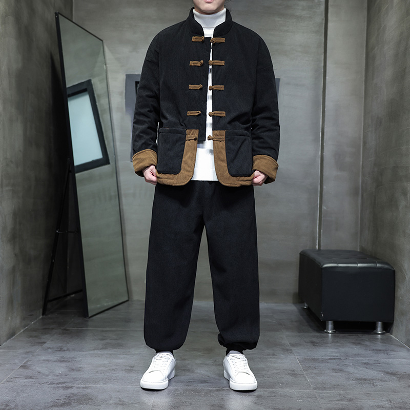 冬季风棉衣套装中式复古唐装保暖棉袄两件套男A118-TZ08P205，男装棉衣，电商A118