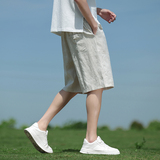 纯亚麻夏季风短裤新中式直筒复古五分裤男A118-DK906P95，男装牛仔裤，电商A118
