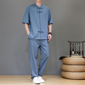 夏季风唐装天丝亚麻高端短袖轻奢套装男A118-TZ2502P165控228图片