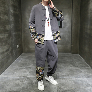 秋季风棉麻复古套装新中式唐装汉服两件套男A118-TZ2022-P95图片