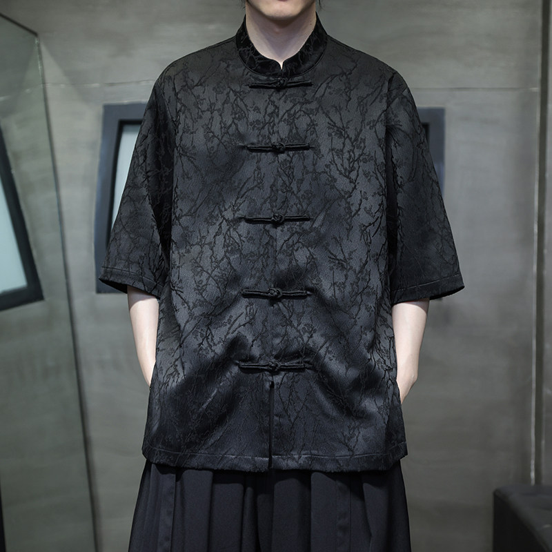 夏季风男装中式复古唐装汉服提花大码短袖衬衫DS-A118-C09P70图片