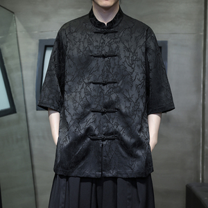 夏季风男装中式复古唐装汉服提花大码短袖衬衫DS-A118-C09P70图片