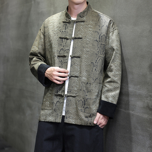 秋季风夹克新中式复古唐装汉服大码印花外套男A118-A8821P120图片
