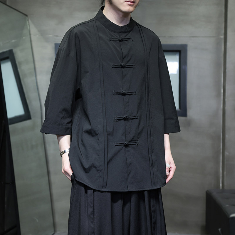 夏季风男装唐装汉服中式复古大码冰丝短袖衬衫A118-C10P70,男装衬衫,电商A118
