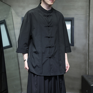 夏季风男装唐装汉服中式复古大码冰丝短袖衬衫A118-C10P70