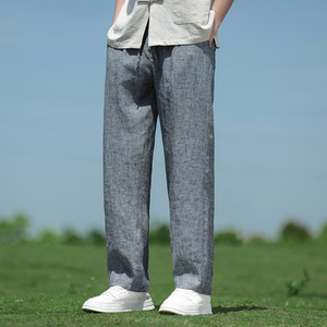 纯亚麻风透气直筒裤男宽松青年大码休闲裤A118-K918P115,男装休闲裤,电商A118