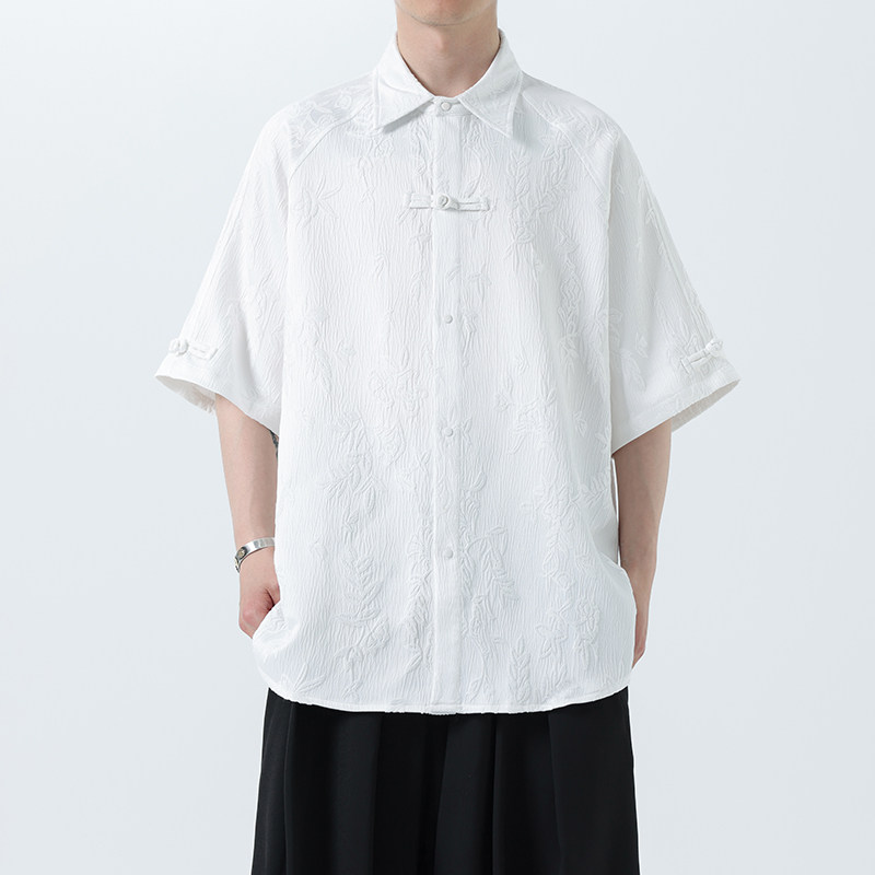 夏季风唐装新中式冰丝短袖提花衬衫汉服男A118-C28P65控88图片