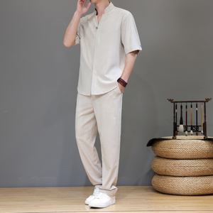 夏季风唐装天丝亚麻高端短袖轻奢男装A118-TZ2503P165控228图片