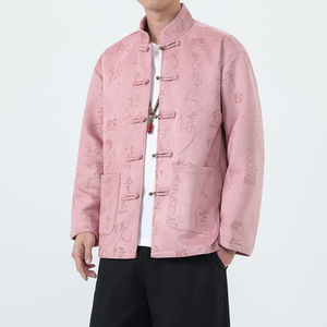 秋冬风男装唐装汉服新中式夹克麂皮绒大码外套A118-A8836P115图片