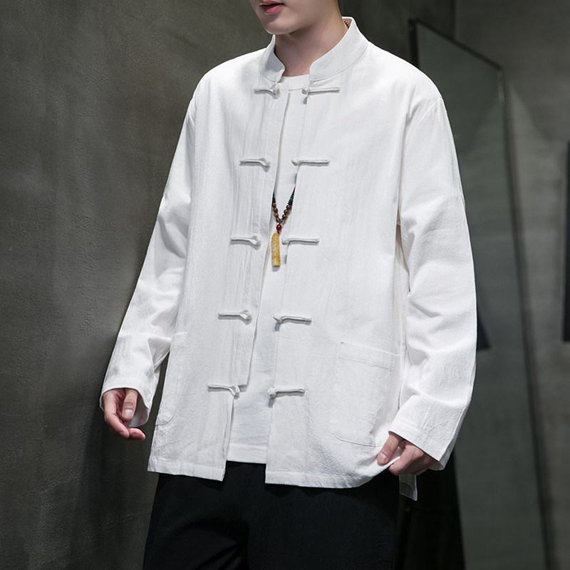 秋冬季风男装新中式棉麻衬衫亚麻唐装长袖汉服A118-C817P45,男装衬衫,电商A118